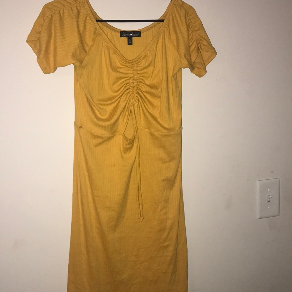 Yellow Ruched Mini Dress. Worn Once.